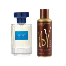 پک عطر مردانه آزور فروست و اسپری دئودورانت مردانه استار یو دی وی | star udv Frost Azure For Him EDP 100ml