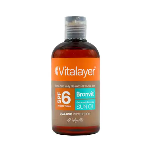 روغن آفتاب برنزه کننده SPF6 صورت و بدن برن ویت ویتالیر|Vitalayer SPF6 Bronvit Sun Oil 250 ml