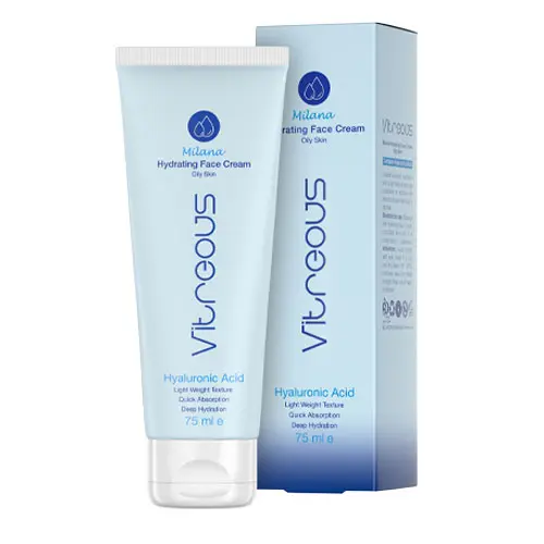کرم آبرسان صورت مناسب پوست چرب مدل میلانا ویتروس|vitreous Milana Hydrating Face Cream Oily Skin