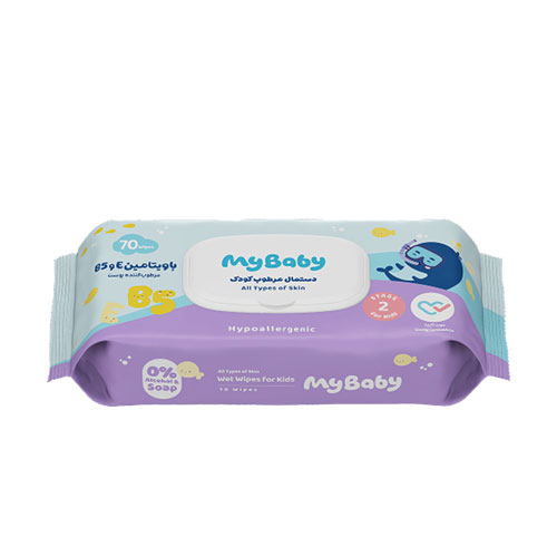 دستمال مرطوب کودک مدل ویتامین EوB5 مای بیبی | my baby wet wipes all types of skin