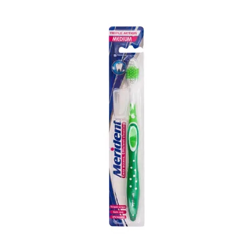 مسواک مدل تریپل اکشن با برس متوسط مریدنت|Merident Triple Action Medium Toothbrush