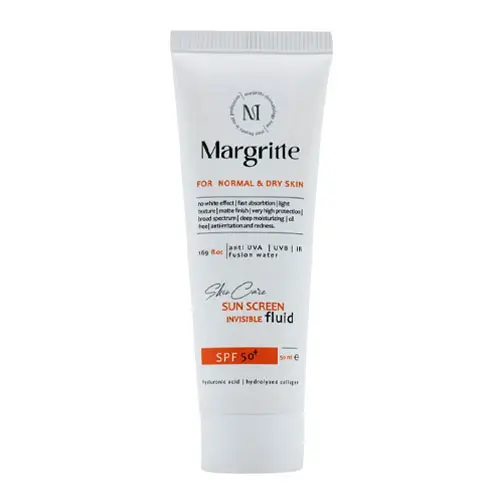 فلوئید ضد آفتاب بی‌رنگ پوست نرمال تا خشک مارگریت|Margritte Fluid Invisible Sunscreen With SPF30 Suitable For Normal To Dry Skin 50ml