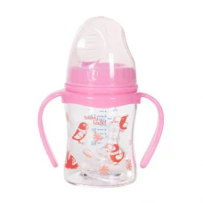 شیشه شیر خوری پیرکس دسته دار دهانه عریض فندقی بی بی لند 150 میل|Baby Land Pyrex Milk Bottle Wide Mouth with handle 150ml