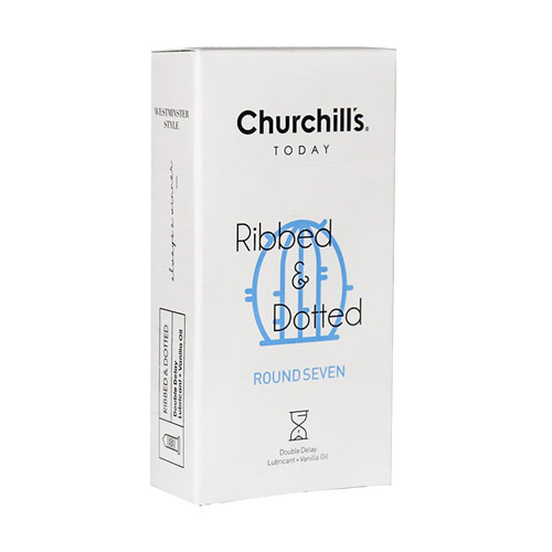 کاندوم مدل ریبد اند داتد حاوی روان کننده مضاعف تعداد 12 عددی چرچیلز|Churchills Ribbed And Dotted Condoms 12PSC