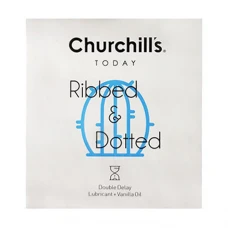 کاندوم مدل ریبد اند داتد حاوی روان کننده مضاعف تعداد 3 عددی چرچیلز|Churchills Ribbed And Dotted Condoms 3PSC