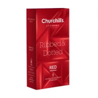 کاندوم چرچیلز مدل ریبد اند داتد حاوی اسانس گرم کننده تعداد 12 عددی|Churchills Ribbed And Dotted Condoms 12PSC