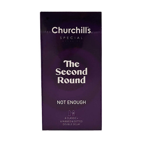 کاندوم سکند راند ساده و خاردار و شیاردار تاخیری دابل روان کننده مضاعف 12عددی چرچیلز|Churchills The Second Round Not Enough Condom 12Pcs
