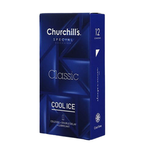 کاندوم  مدل کول آیس تعداد 12 عددی چرچیلز|Churchills Cool Ice Condoms 12PSC