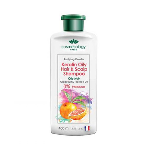 شامپو کراتین کنترل کننده چربی سر فاقد پارابن کاسموکولوژی |Cosmecology Purifying Keratin Oily Hair & Scalp Shampoo