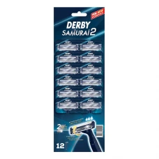 خودتراش دو لبه مدل samurai2 ورقه ای 12 عددی دربی|SAMURAI TWIN BLADE RAZOR in HANGING CARD