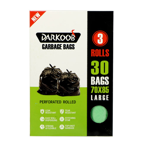 کیسه زباله جعبه ای بزرگ 3 رول 30 برگی دارکوب|Darkoob Large Garbage Bags 30 piece package