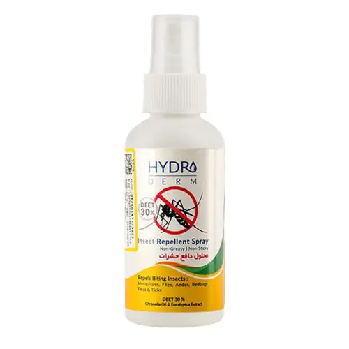 محلول دافع حشرات 30% دی اتیل تولامید هیدرودرم | Hydroderm Insect Repellent Spray Containing 30% Diethyltoluamide 65 Ml