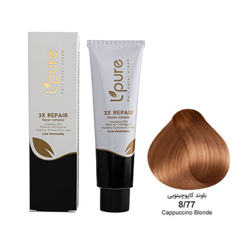 رنگ مو بلوند کاپوچینویی شماره 8/77 لپیور|Lpure cappuccino blonde