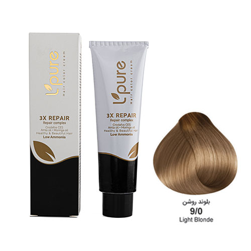 رنگ مو بلوند روشن طبیعی شماره 9/0 لپیور|LPURE COLOR HAIR NATURAL BLONDE LIGHT