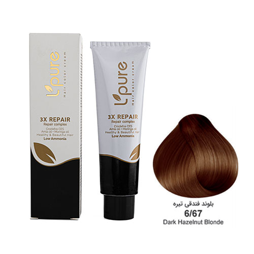 رنگ مو بلوند فندقی تیره شماره 6/67 لپیور|Lpure dark hazelnut blonde 