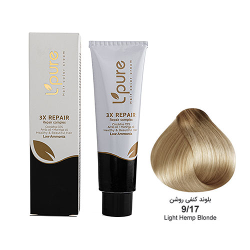 رنگ مو بلوند کنفی روشن شماره 9/17 لپیور|Lpure light hemp blonde