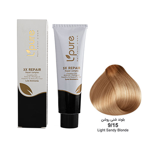 رنگ مو بلوند شنی روشن شماره 9/15 لپیور|lpure light sandy blonde