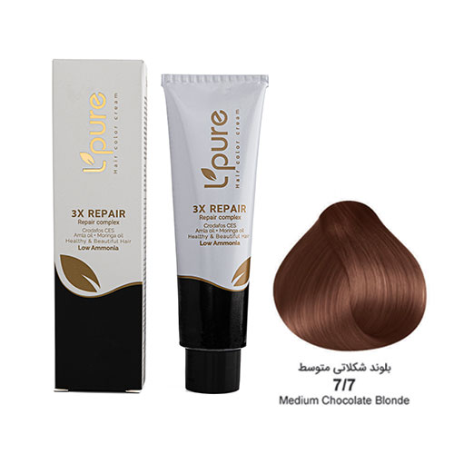 رنگ مو بلوند شکلاتی متوسط شماره 7/7 لپیور|Lpure medium chocolate blonde 