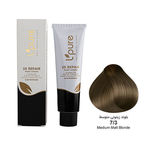 رنگ مو بلوند زیتونی متوسط شماره 7/3 لپیور|lpure medium matt blonde