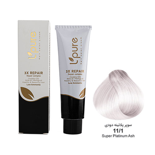 رنگ مو سوپرپلاتینه دودی شماره 11/1 لپیور|Lpure super platinum ash