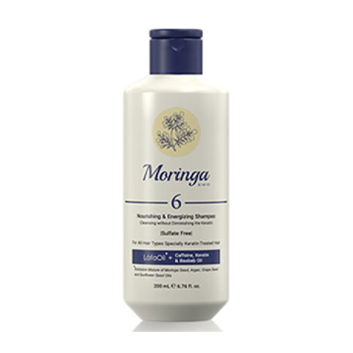 شامپو مدل 6 مناسب انواع مو به ویژه کراتینه مورینگا امو 200 میل|Nourishing & energizing shampoo 6 for keratin-treated & damaged hair MORINGA EMO