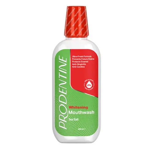 دهانشویه سفید کننده دندان حاوی نمک دریا پرودنتین|Tooth whitening mouthwash containing sea salt prodentine