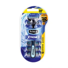 تیغ اصلاح مردانه 3 تیغه شیک مدل اکسترمی 3 به همراه 5 تیغ یدک|Shick Xtreme 3 Men Shaving Blade 6 Spares