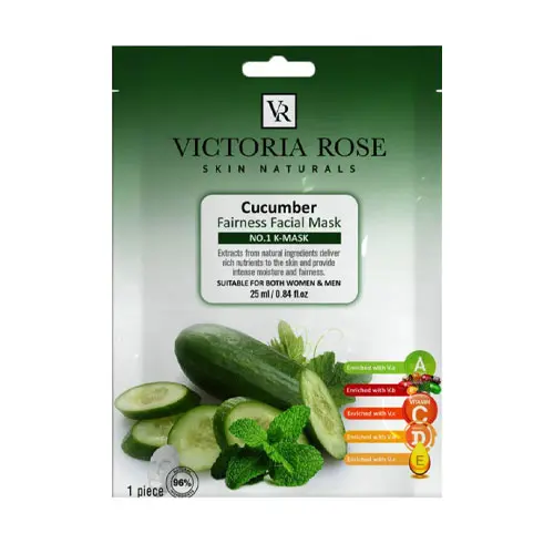 ماسک صورت ورقه ای خیار و نعناع ویکتوریا رز|Victoria rose Cucumber & Menthol Face Sheet Mask 