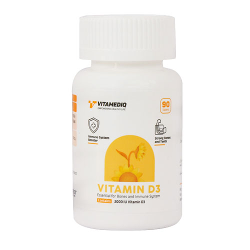 قرص ویتامین D3 ویتامدیک 2000 واحدی|Vitamediq Vitamin D3 2000 IU 90 Tabs