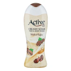 شامپو صورت و بدن کرمی اسکراب شیر و قهوه اکتیو|Active Creamy Scrub Face And Body Wash Milk And Coffee 400g