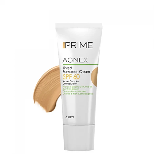 کرم ضد آفتاب رنگی پریم مناسب پوست چرب با SPF 60 بژ|Prime Acnex Free Oil Sunscreen Cream SPF60 Beige