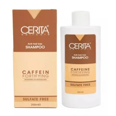 شامپو کافئین فاقد سولفات مناسب موهای خشک سریتا|CAFFEIN ANTI HAIR LOSS SHAMPOO SULFATE FREE CERITA