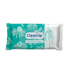 دستمال مرطوب دست و صورت مناسب پوست حساس کلین آپ|Clean Up Hand And Face Wipes Sensetive 50 Pcs