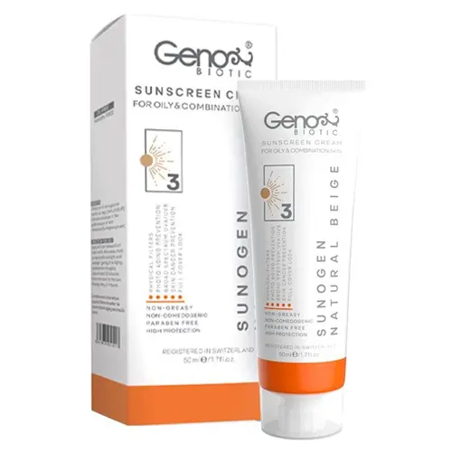 کرم ضد آفتاب پوست چرب و مختلط spf50 ژنوبایوتیک|Genobiotic oily skin sunscreen
