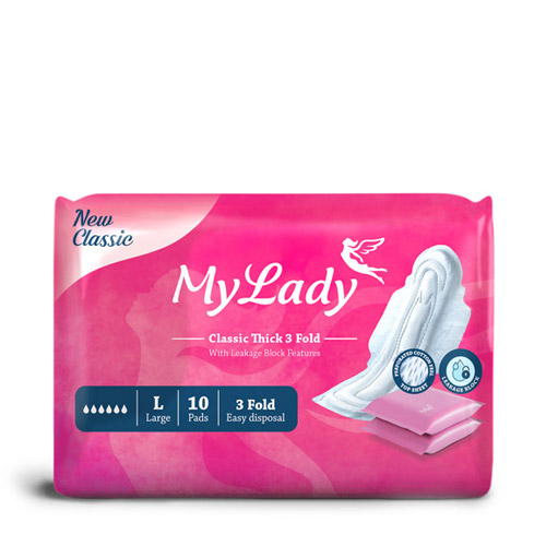 نوار بهداشتی بالدار مدل New Classic مشبک سایز بزرگ مای لیدی|May Laydy New Classic Pink Large Sanitary Pad