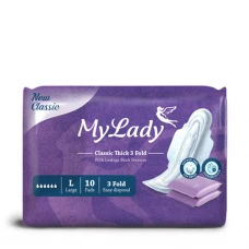 نوار بهداشتی بالدار مدل New Classic پنبه ای سایز بزرگ مای لیدی|May Laydy New Classic Purple Large Sanitary Pad