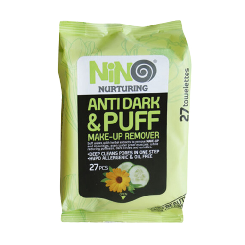 دستمال آرایش پاک کن  27 برگی ضد پف نینو|Nino Anti Dark&Puff Makeup Remover