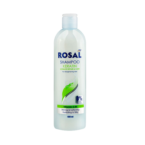 شامپو کراتین ترمیم کننده و تقویتی بدون سولفات 400میل رزال |Rosal Keratin Hair Shampo For Straightening Hair 400ml