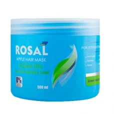  ماسک مو سیب کراتین ترمیم کننده و تقویتی بدون سولفات 500میل رزال|Rosal Apple Cappilary Mask With Keratin(For Dray And Damaged Hair) 500ml