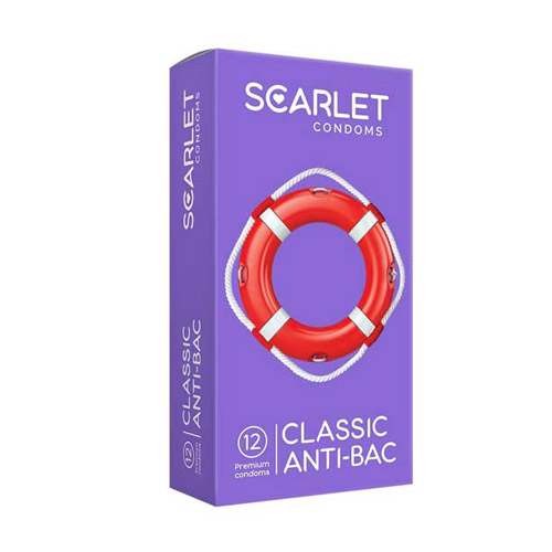 کاندوم کلاسیک آنتی باکتریال اسکارلت 12 عددی|Scarlet CLASSIC ANTI-BAC Condom 12Pcs