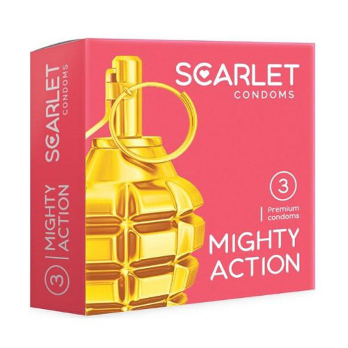 کاندوم سفت کننده و حجم دهنده اسکارلت 3 عددی|Scarlet MIGHTY ACTION Condom 3Pcs