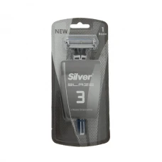 تیغ اصلاح آقایان چند بار مصرف 3 لبه مدل Blaze 3 سیلور|Silver Blaze3 3-Blade Men Disposable