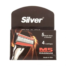 تیغ یدک 4 عددی سیلور مدل ام5 مگنوم|Silver M5 Magnum Razor Blades Pack Of 4 