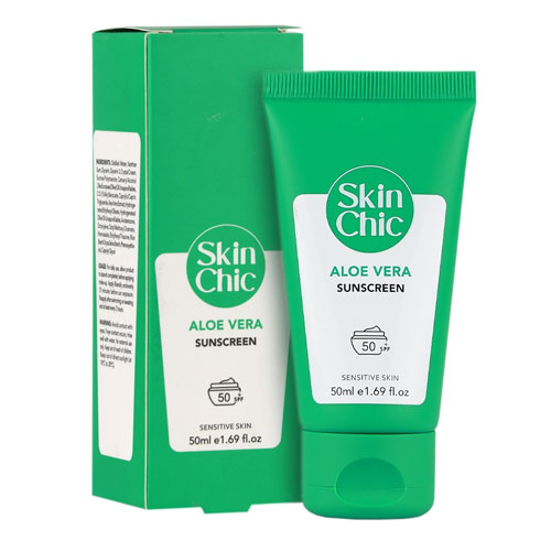 کرم ضدآفتاب SPF50 حاوی آلوئه‌ورا اسکین شیک | Aloe Vera Sunscreen Cream SKIN CHIC
