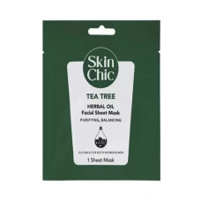 ماسک ورقه‌ای درخت چای و روغن گیاهی اسکین شیک | Tea Tree And Herbal Oil Facial Sheet Mask