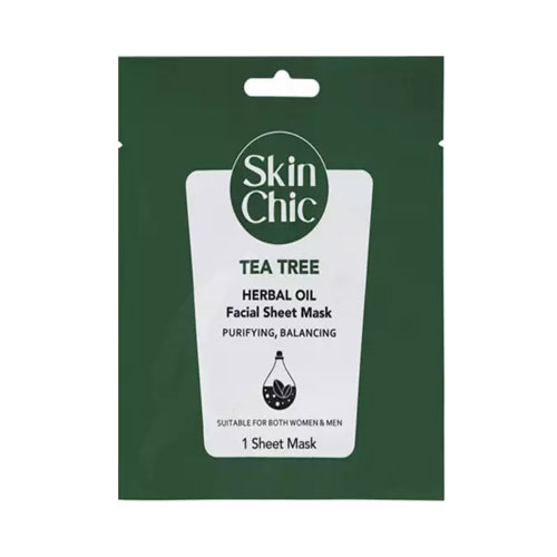 ماسک ورقه‌ای درخت چای و روغن گیاهی اسکین شیک | Tea Tree And Herbal Oil Facial Sheet Mask
