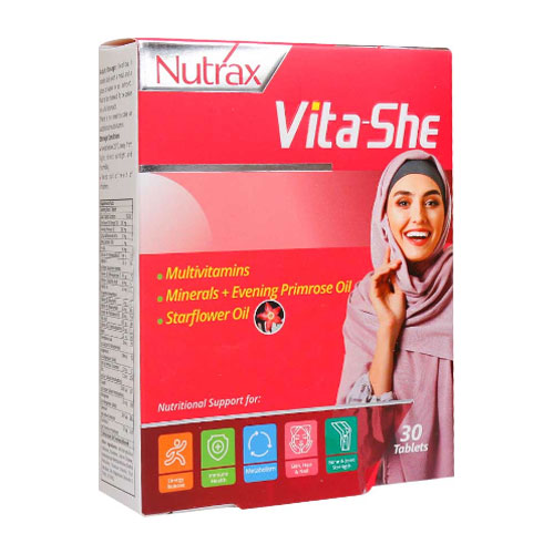 قرص مولتی ویتامین 30 عددی وایتا شی نوتراکس|Nutrax Multivitamin Vita she 30 tablets