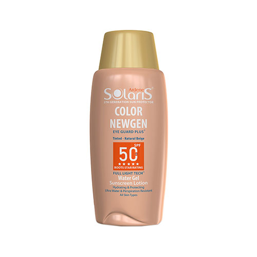 ضد آفتاب لوسیون آبی SPF50 فاقد چربی رنگی بژ طبیعی سولاریس آردن