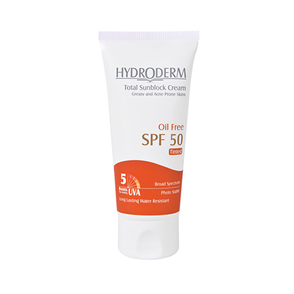 کرم ضد آفتاب فاقد چربی هیدرودرم با SPF50 حجم 50 میل- بژ متوسط