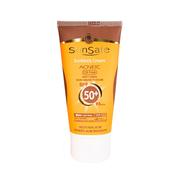 کرم ضد آفتاب مدل Acneic با SPF 50  سان سیف - بژ روشن